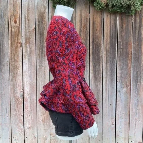 80s Peplum Raul Blanco Puff Sleeve Retro Jacket